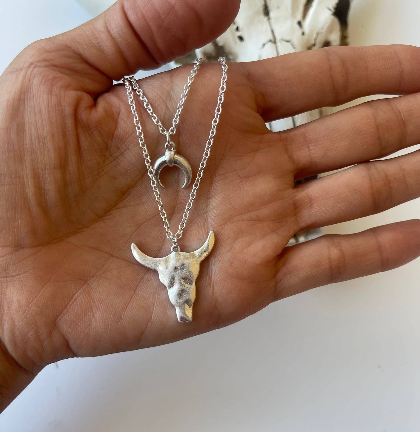 Hammered Layered Steer Necklace