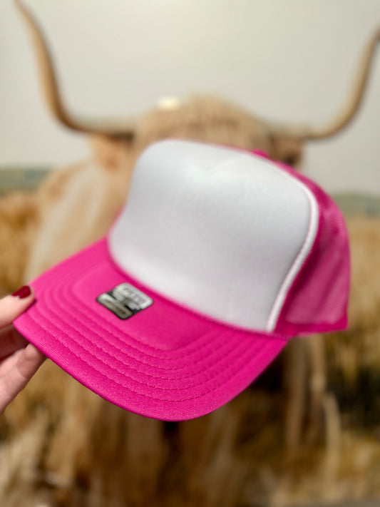 Trucker Hat [hot pink + white]