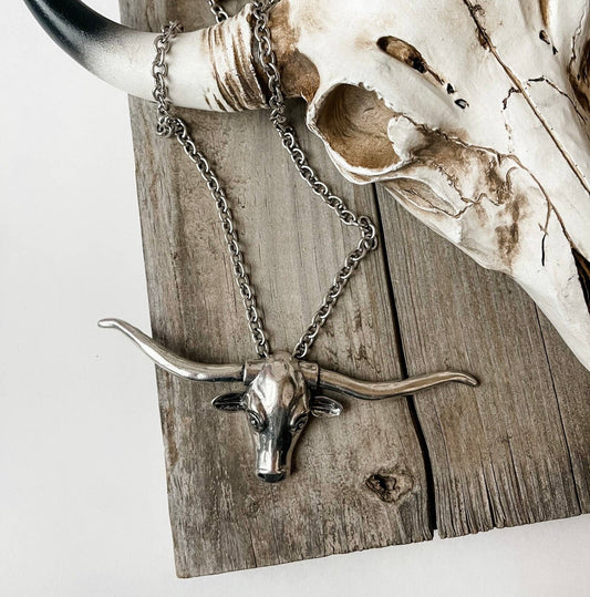 Large Longhorn Pendant Steer Necklace
