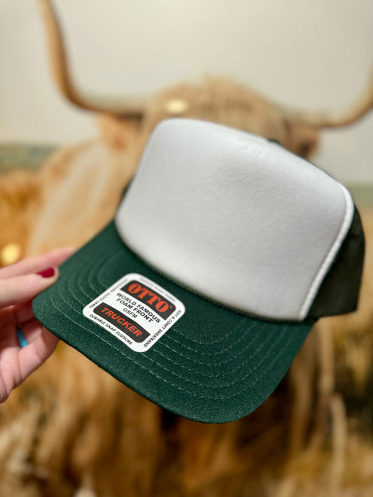 Trucker Hat [dark green + white]