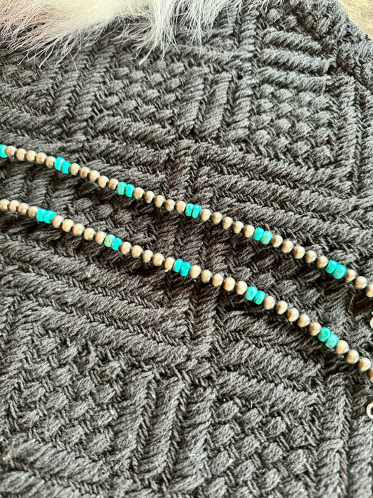Faux 6mm Navajo Pearl + Turquoise Hat Chain