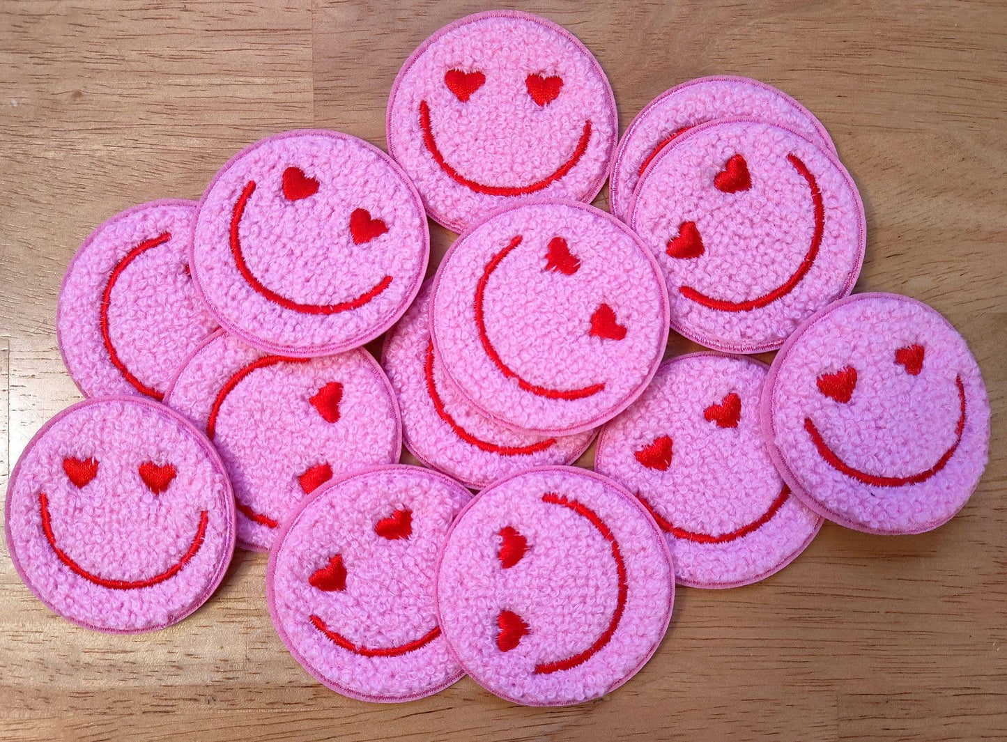 Pink Heart Smiley Patch